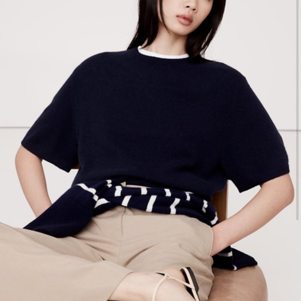 NWT Banana Republic Luna 100% Cashmere Sweater Top for Women in Navy (Size XL)